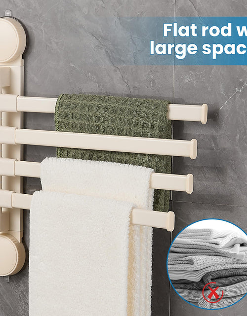 Load image into Gallery viewer, Zynuhmo 4-Arm Swivel Towel Rack 13.78in White Adjustable Suction Cup
