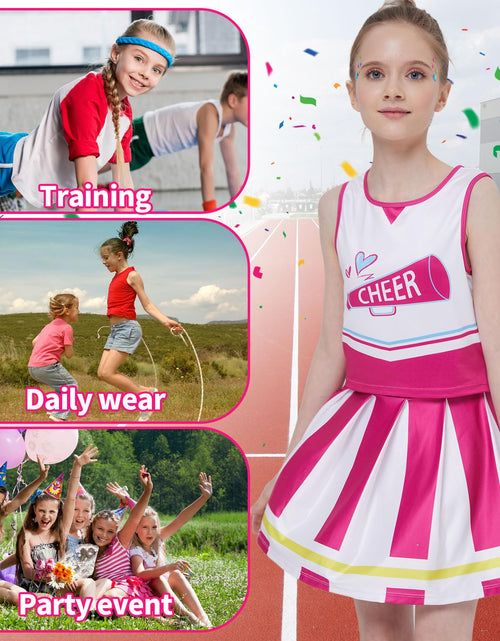 Load image into Gallery viewer, PARTTELY Girls Cheerleader Outfit Uniform Hot Pink Size 6-7T
