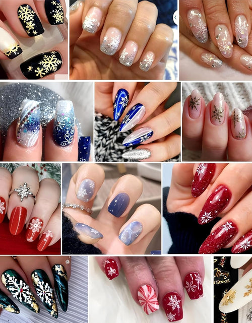 Load image into Gallery viewer, 12 Sheets Snowflake Nail Art Stickers 3D Self Adhesive Winter Nail Decals
