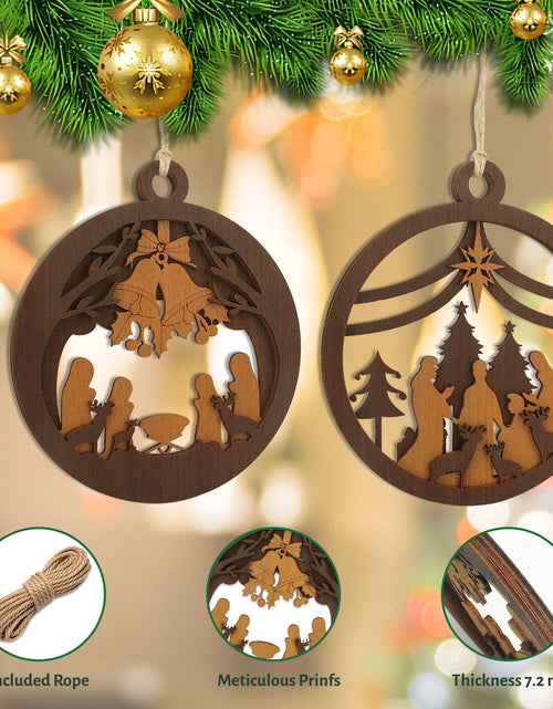 Load image into Gallery viewer, Yelsky Jesus Christmas Nativity Ornaments Wooden Set 2pcs Natural Wood
