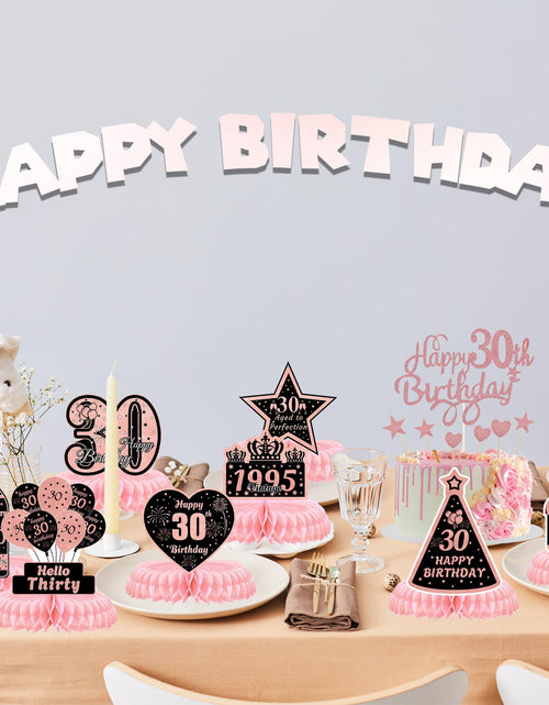Load image into Gallery viewer, ITHKIRHO 30th Birthday Honeycomb Centerpieces Rose Gold 10 Pcs Decorations
