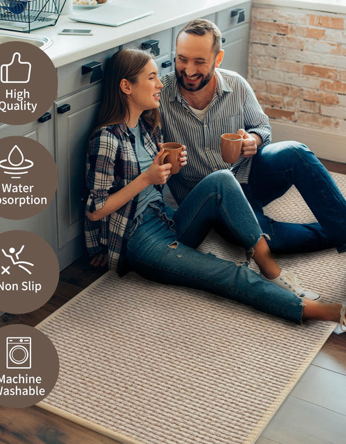 Load image into Gallery viewer, AMOAMI Kitchen Runner Rug 20x70 Non Slip Washable Absorbent Light Tan
