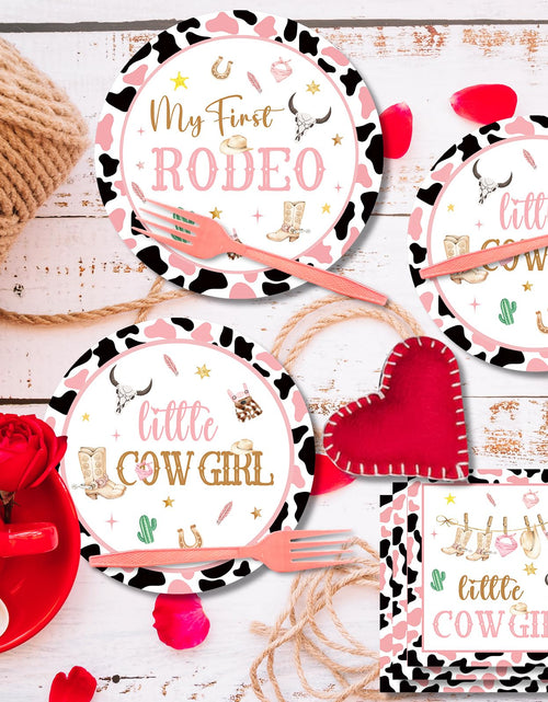 Load image into Gallery viewer, JOYHAPISTAR First Rodeo Birthday Party Supplies Set 120PCS Pink Rustic
