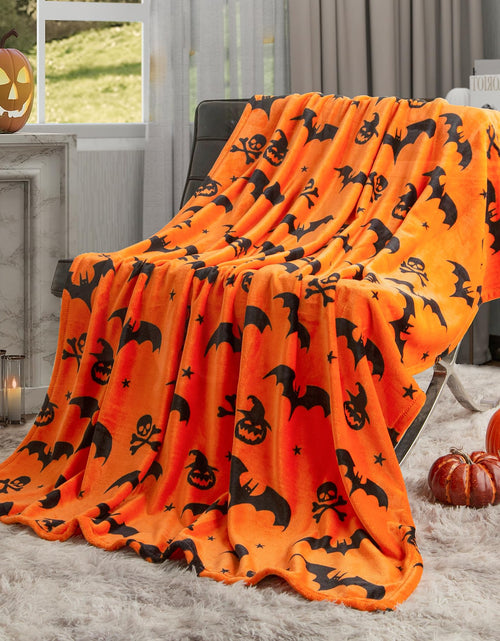 Load image into Gallery viewer, SE SOFTEXLY Ghost Halloween Reversible Pumpkin Fleece Throw Blanket 50x70
