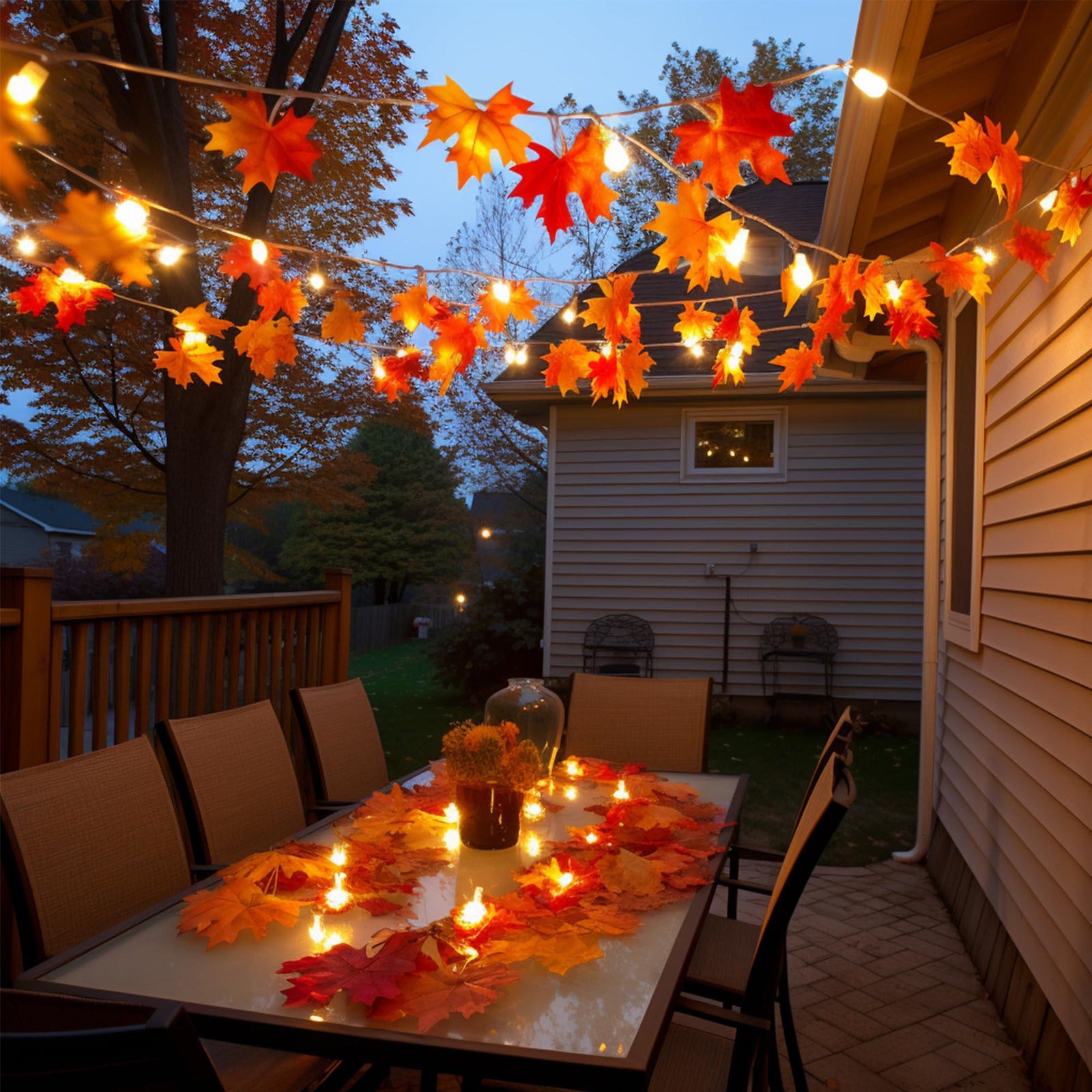 Feybxla 2 Pack Maple Leaf String Lights 20ft 60 LED Multicolor Waterproof