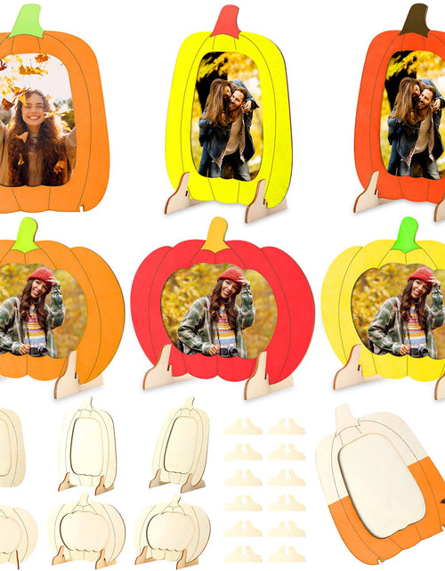 Load image into Gallery viewer, Geelin 6 Pack Wooden Pumpkin Picture Frames Unfinished 5.5x7.48in Fall Decor
