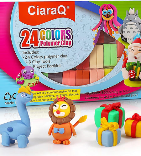 CiaraQ Polymer Clay Kit Mini Modeling Set 24 Colors for Kids Beginners Artist