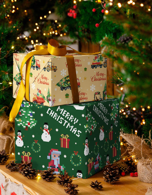 Load image into Gallery viewer, WRAPLULU Christmas Truck Wrapping Paper 4 Jumbo Sheets 28x40in Yellow
