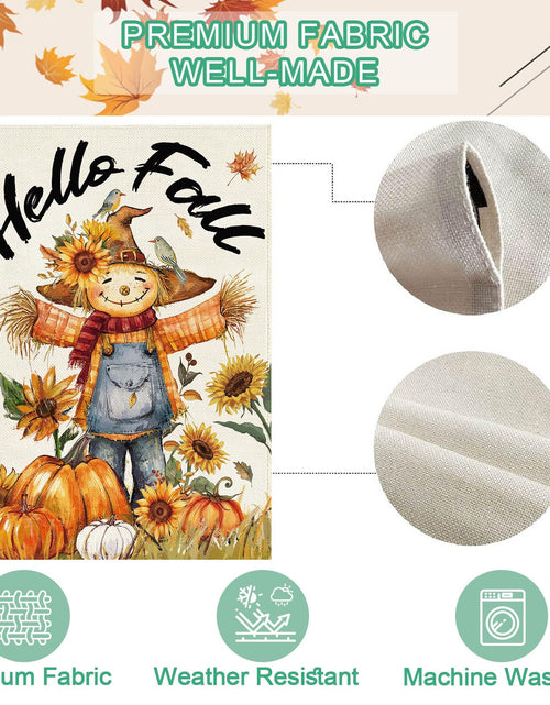 Load image into Gallery viewer, Baccessor Fall Thanksgiving Scarecrow Garden Flag 12.5x18 Inch Burlap
