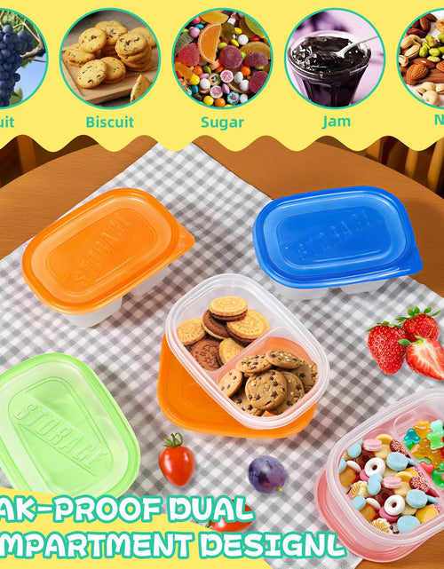 Load image into Gallery viewer, ISUSSER 50Pc Reusable Snack Pack Containers Double Compartment Clear Plastic
