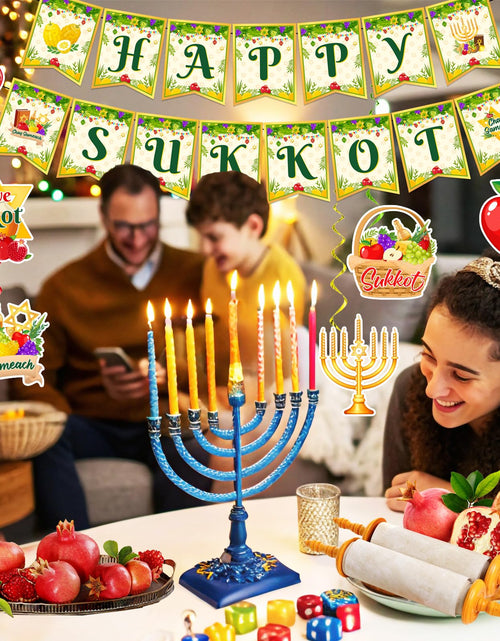 Load image into Gallery viewer, Sukkot Decorations Hanging Swirls Happy Sukkot Banner Ceiling Decor
