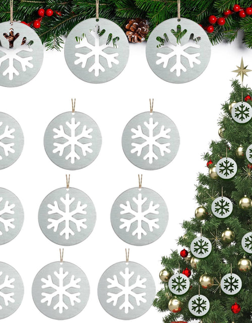 Load image into Gallery viewer, Shimeyao 12 Pcs Christmas Metal Snowflake Ornaments Hollow Disc Grey

