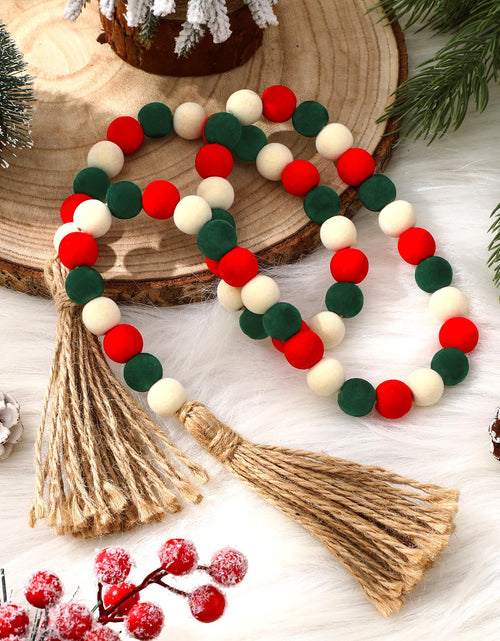 Load image into Gallery viewer, Canlierr Velvet Christmas Bead Garland 39in Neutral Flock Beads Tassels
