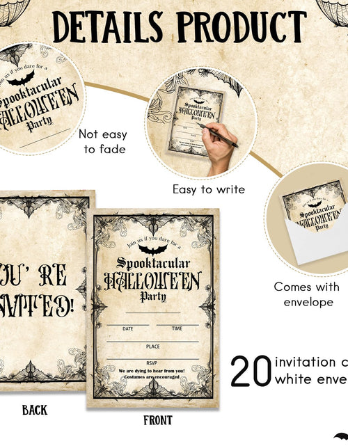 Load image into Gallery viewer, Bltgh Vintage Halloween Party Invitations 20pcs 4x6in Orange Black Envelopes
