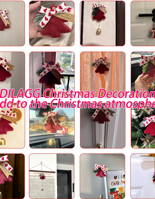Load image into Gallery viewer, DILAGG Christmas Decorations Fuzzy Tree Ornaments Plush Pendant Gold Bell Red
