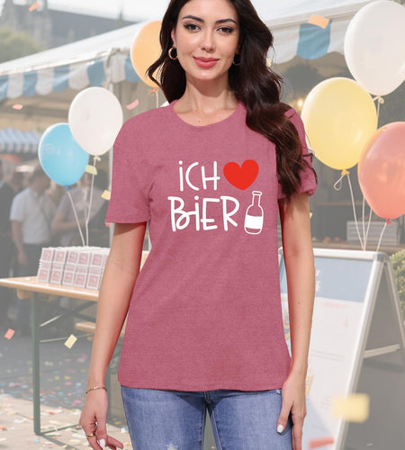 CQF Oktoberfest Women's Ich Liebe Bier T-Shirt Casual German Tee