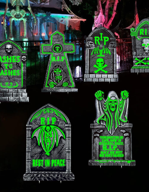 Load image into Gallery viewer, CiniQy Halloween Tombstones 6 Pack Light Up 16.5x11.5" Waterproof Outdoor Decor
