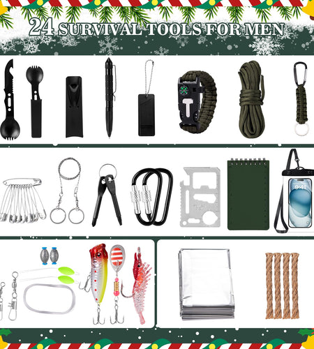 GiftSketch Survival Kit Advent Calendar 2025 24 Days Outdoor Camping Black