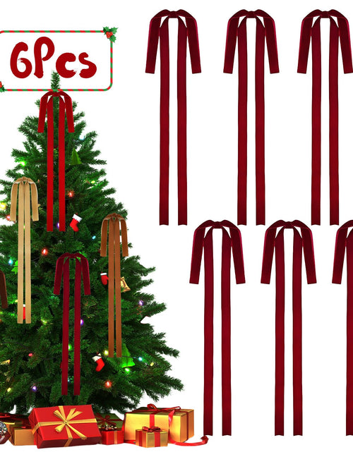 Load image into Gallery viewer, Rokkibom 6 PCS Large Burgundy Velvet Ribbon Bows 23.5x15.5 Inch Christmas
