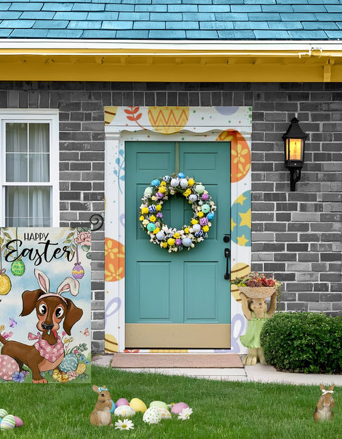 Load image into Gallery viewer, EKOREST Easter Garden Flag 12x18in Double Sided Watercolor Dachshund Dog
