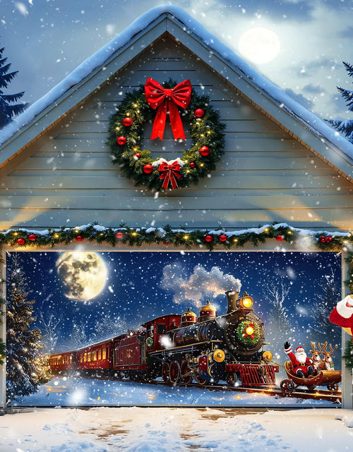 Load image into Gallery viewer, Yomaiha Christmas Santa Garage Door Cover Banner 6x13 ft Red Polyester
