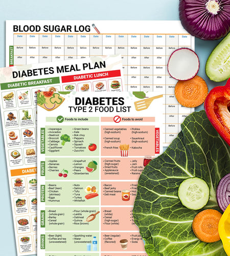 5M Diabetes Food List Poster 12x18 Type 2 Diabetic Meal Plan Nutrition