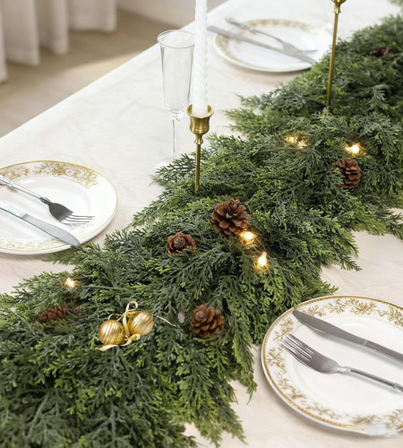 ESTABA 6FT Real Touch Cedar Garland Artificial Green Pine Christmas Decor