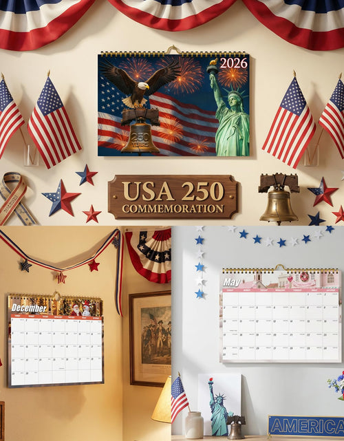 Load image into Gallery viewer, Zluiaza 250th Anniversary American Patriotic 2026 Spiral Wall Calendar Vintage
