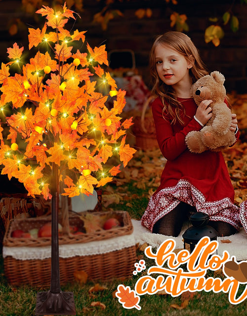 Load image into Gallery viewer, Ciyvotom 4 FT Fall Tree with 63 LED Warm Lights, 3D Pumpkins, Remote, Timer
