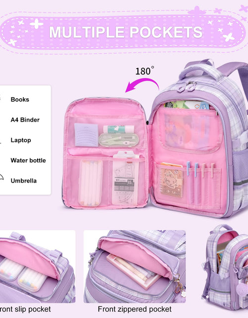 Load image into Gallery viewer, KEBEIXUAN Backpack Set 3PCS School Lunch Box Pencil Case Pink 11.81x7.87x17.32
