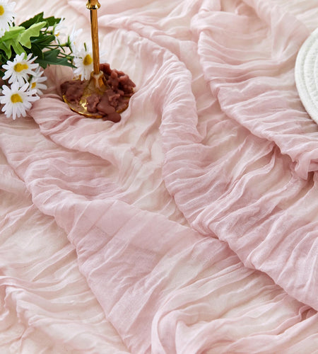 ZKPMJH 6PCS Dusty Pink Cheese Cloth Table Runner 35x120in Boho Gauze