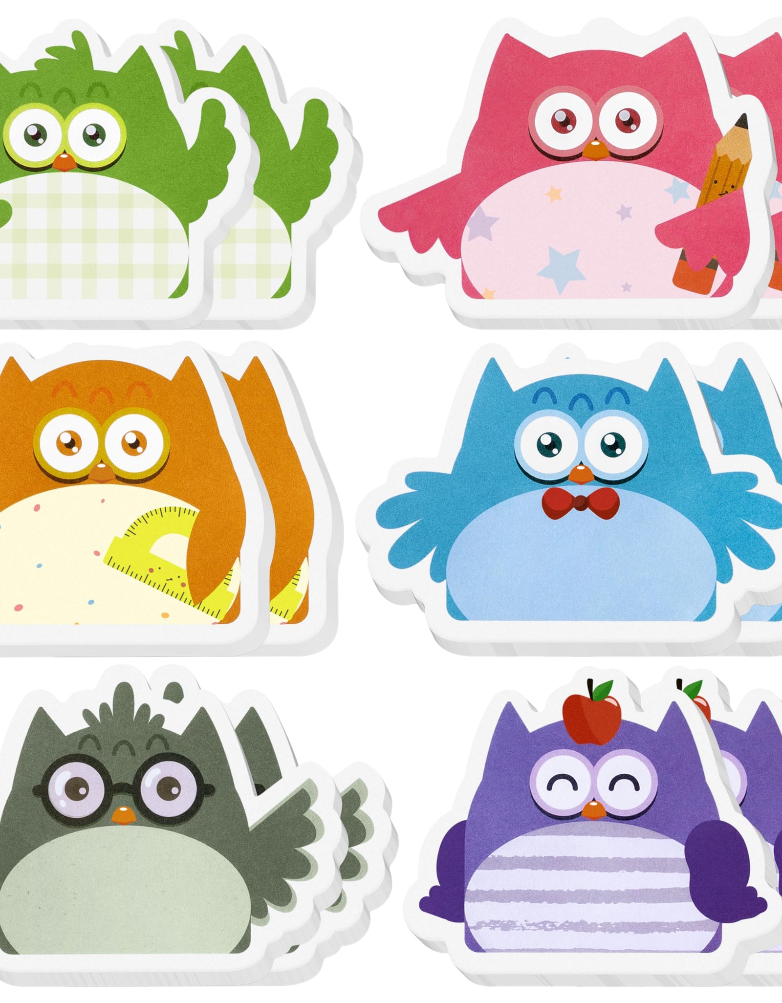 HoiSumma 12 Pcs Owl Sticky Notes Self-Adhesive Memo Pads 360 Sheets