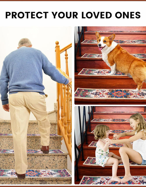Load image into Gallery viewer, BAOLIVE Stair Treads Carpet 30x8 Orange 4pc Indoor Rubber Backing Boho
