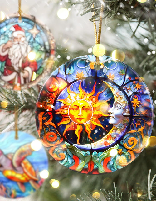 Load image into Gallery viewer, Touber Sun God Christmas Ornament Ceramic Holiday Decor Sun and Moon
