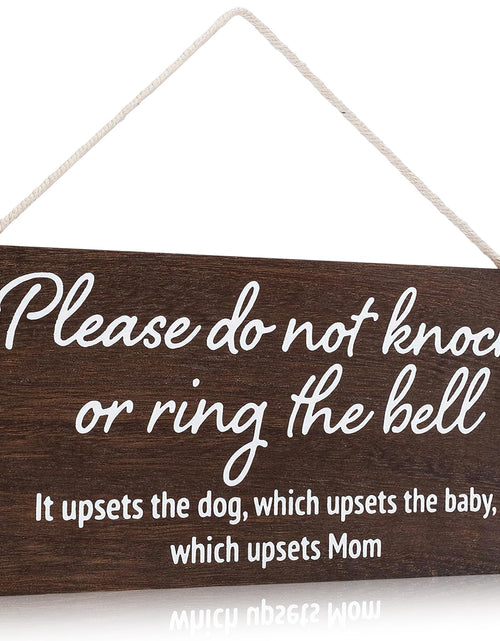 Load image into Gallery viewer, YEWANG Do Not Ring Doorbell Sign Wooden 12x6 Inch Brown with Ropes
