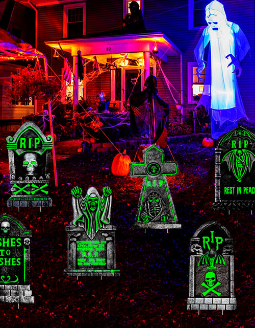 Load image into Gallery viewer, CiniQy Halloween Tombstones 6 Pack Light Up 16.5x11.5" Waterproof Outdoor Decor
