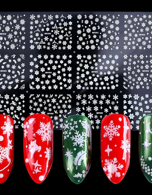Load image into Gallery viewer, 12 Sheets Snowflake Nail Art Stickers 3D Self Adhesive Winter Nail Decals
