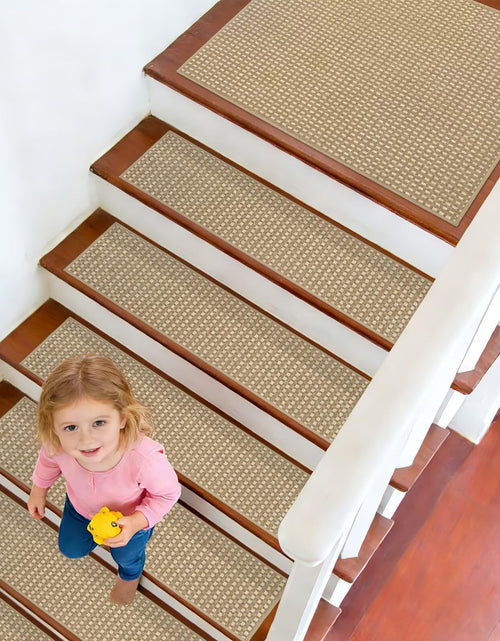 Load image into Gallery viewer, DEXDE 4-Pack Non-Slip Chenille Linen Stair Treads 9x30 Beige
