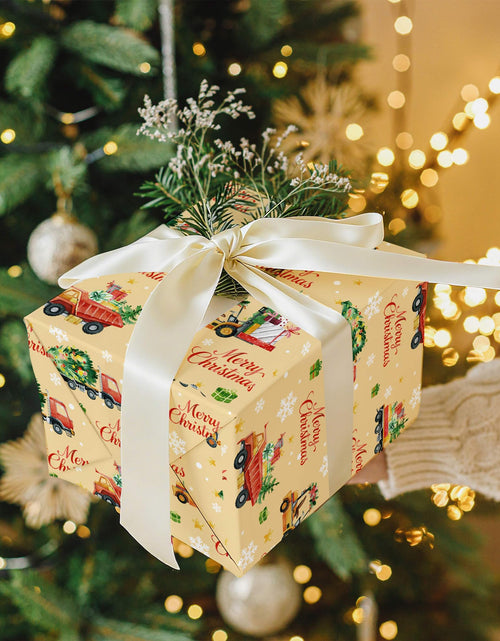 Load image into Gallery viewer, WRAPLULU Christmas Truck Wrapping Paper 4 Jumbo Sheets 28x40in Yellow
