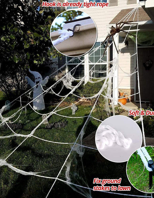 Load image into Gallery viewer, OCATO 200" Halloween Spider Web + 59" Giant Spider Decorations Black
