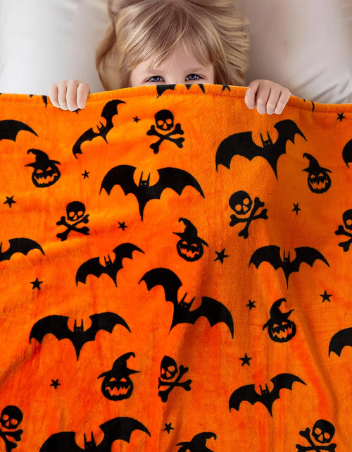 Load image into Gallery viewer, SE SOFTEXLY Ghost Halloween Reversible Pumpkin Fleece Throw Blanket 50x70
