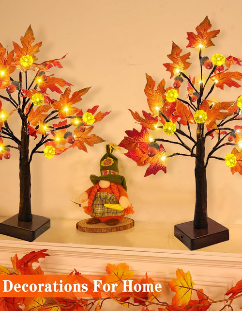 Load image into Gallery viewer, TURNMEON 2Pack 24in Prelit Fall Maple Tree Lights48 LED Timer Battery Orange Red
