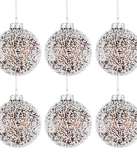 Soulchen 6 Pcs Vintage Metallic Glass Christmas Tree Ornaments 3.15in Brown