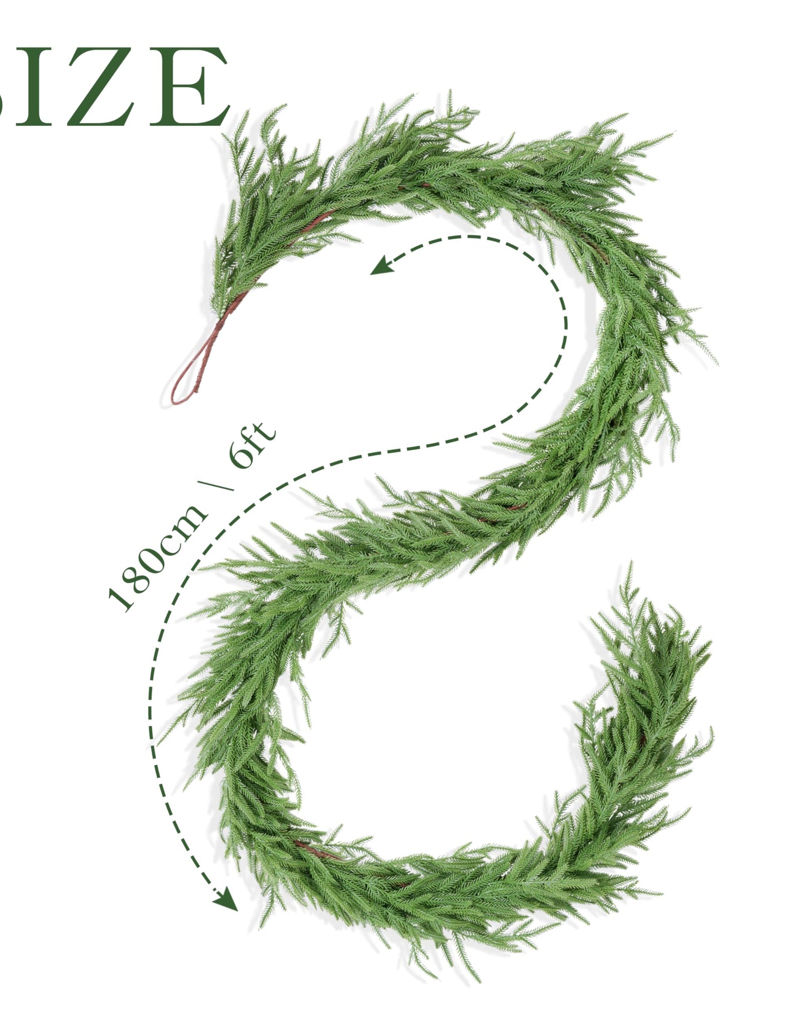 XmasExp Norfolk Pine Garland 6FT Realistic Artificial Christmas Green
