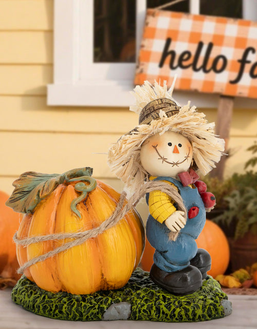 Load image into Gallery viewer, Hodao Thanksgiving Scarecrow Turkey Pumpkin Decor Farmhouse Fall Centerpiece Red
