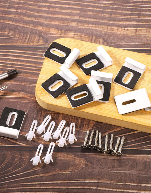 Load image into Gallery viewer, lasuroa 8pcs Heavy Duty White Metal Mirror Clips Holder Kit with Screws Pads
