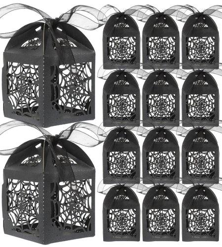 BESTOYARD Halloween Hollow Die-Cut Candy Boxes Black 8.27x4.53in 50pcs