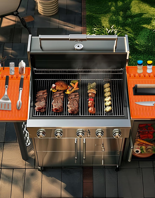Load image into Gallery viewer, OURCABECUE Silicone Griddle Tools Mat Blackstone Gray 2PCS BBQ Utensils Holder
