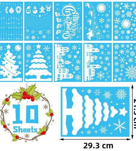 MISS FANTASY Christmas Window Clings 10 Sheets White Snow Scene Decorations