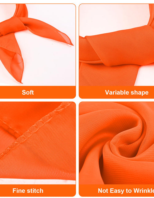 Load image into Gallery viewer, Cyunda Chiffon Scarf Classic Retro Ribbon Square Neck 26x26in Orange
